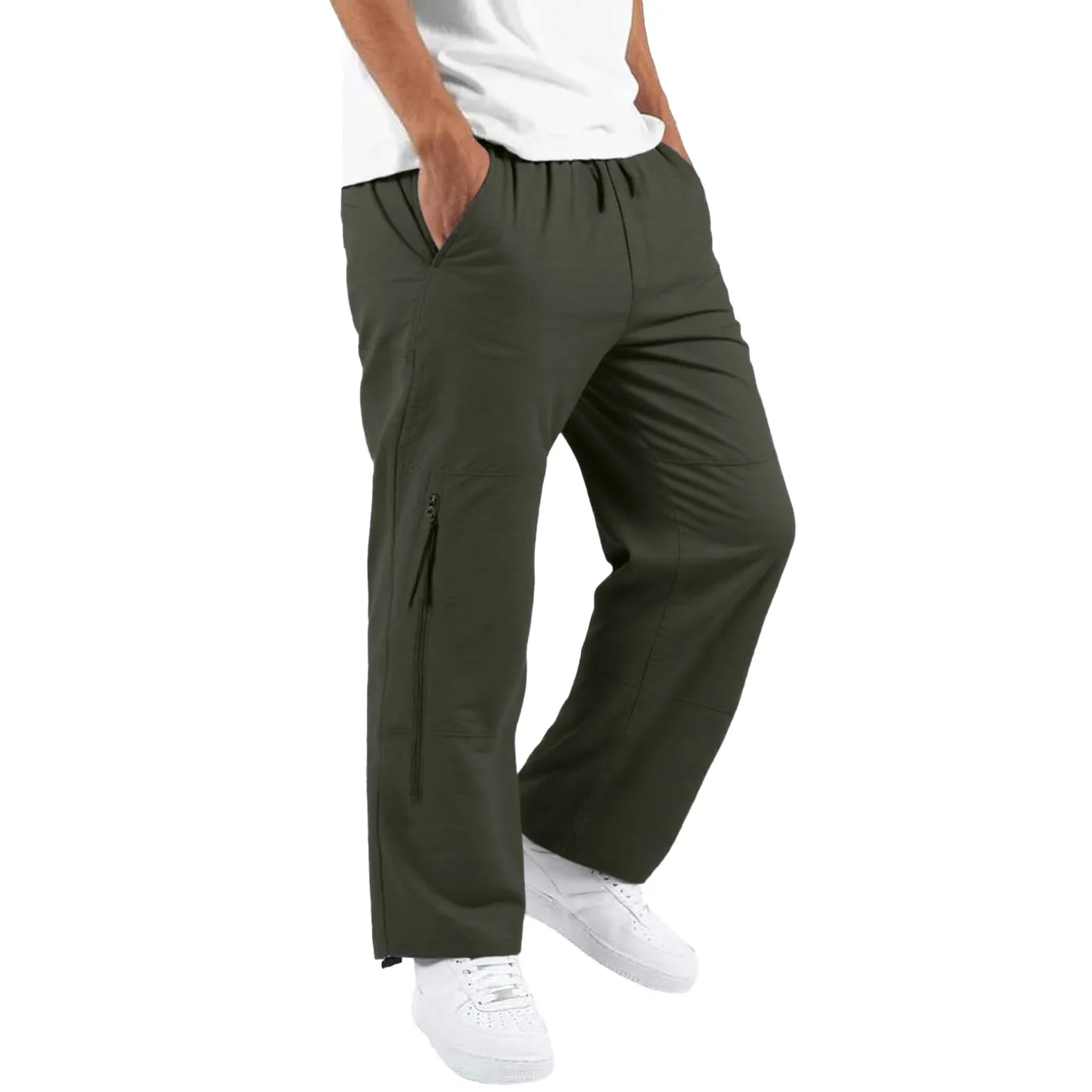 Solid Color Quick Drying Ice Silk Men's Cargo Pants With Zipper Pockets Casual Loose Sports Workwear Overalls Outdoor Trousers
Solid Color Quick Drying Ice Silk Men's Cargo Pants With Zipper Pockets Casual Loose Sports Workwear Overalls Outdoor Trousers