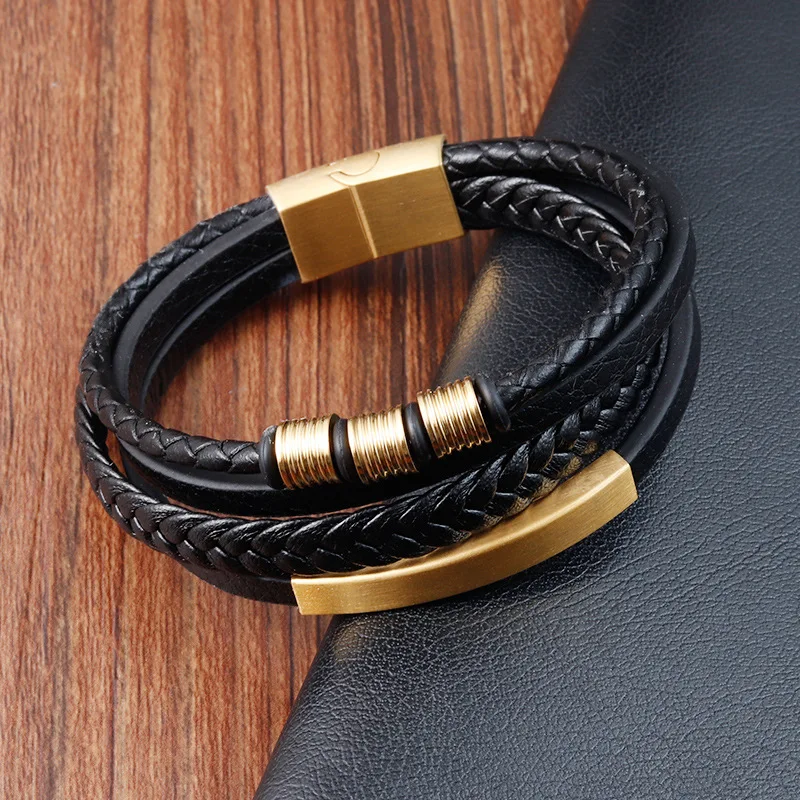 Jewelry Bracelet Multi-Layer Braided Bracelet Men's Cowhide Genuine Leather Stainless Steel Leather Cord Leather Bracelet
Jewelry Bracelet Multi-Layer Braided Bracelet Men's Cowhide Genuine Leather Stainless Steel Leather Cord Leather Bracelet