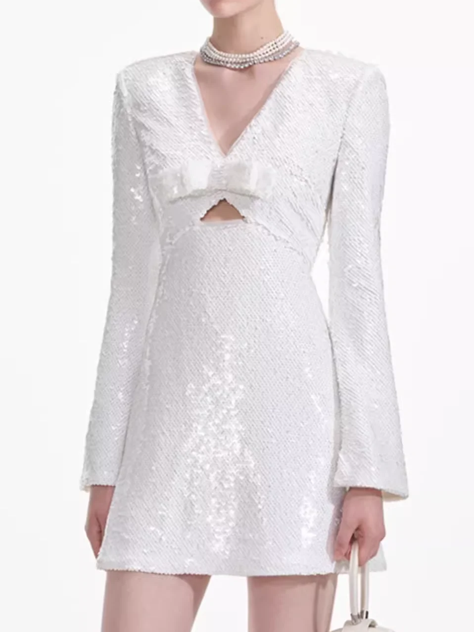 2025 New Women Sequined White Dress Bow Patchwork V-Neck High Waist Long Sleeve Sweet Slim Mini Robe
2025 New Women Sequined White Dress Bow Patchwork V-Neck High Waist Long Sleeve Sweet Slim Mini Robe