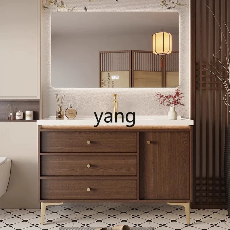 LMM walnut ceramic integrated basin bathroom cabinet combination stainless steel sink floor cabinet
LMM walnut ceramic integrated basin bathroom cabinet combination stainless steel sink floor cabinet