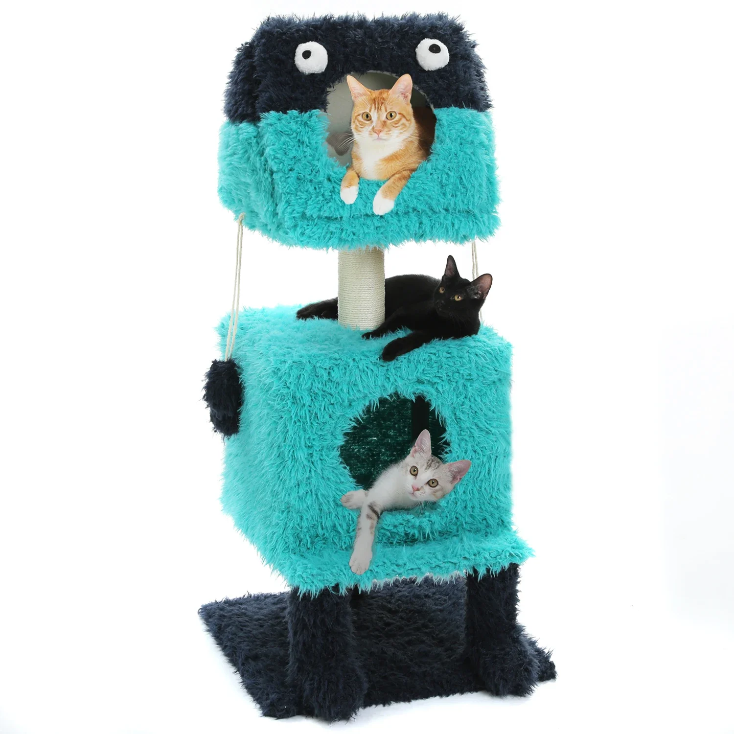 Monster Series Cute Cat Tree Tower Plush Modeling with 2 Big Condos Scratching Post with Plush Shoes Strange Braids Toy
Monster Series Cute Cat Tree Tower Plush Modeling with 2 Big Condos Scratching Post with Plush Shoes Strange Braids Toy