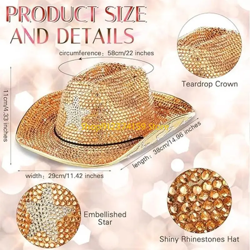 G5AE Roleplay Game Hat Glittering Rhinestones Star Hat Western Hat for Theme Party
G5AE Roleplay Game Hat Glittering Rhinestones Star Hat Western Hat for Theme Party