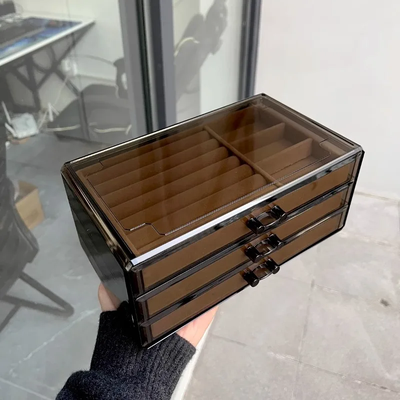 Jewelry Box Multi-layer Drawer Type Brown Large Capacity Ring Earrings Necklace Earrings Anti-oxidation Jewelry Storage Box
Jewelry Box Multi-layer Drawer Type Brown Large Capacity Ring Earrings Necklace Earrings Anti-oxidation Jewelry Storage Box