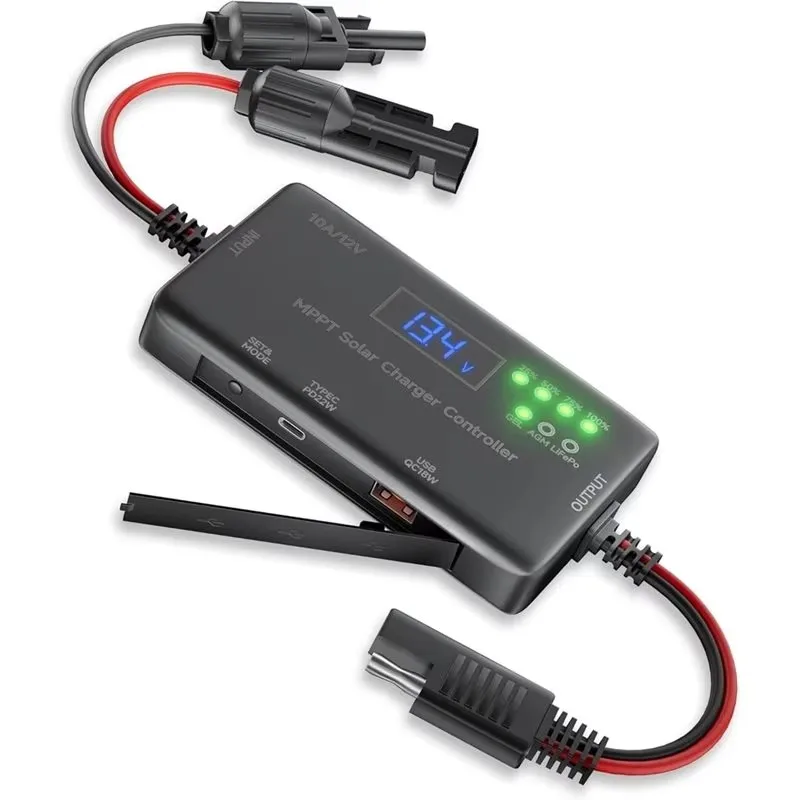 MPPT Solar Charge Controller 12V 10A, Solar Panel Charge Controller With Type-C and USB Output For AGM, Lifepo₄ Battery
MPPT Solar Charge Controller 12V 10A, Solar Panel Charge Controller With Type-C and USB Output For AGM, Lifepo₄ Battery