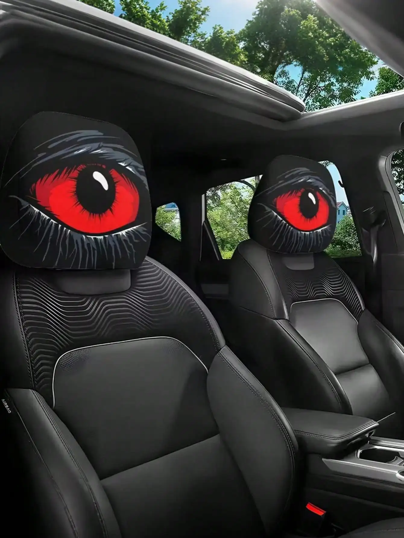 Комплект из 2 чехлов для подголовников автомобиля с красным глазом-оберегом – забавные и стильные эластичные чехлы для подушек сидений, идеально подходящие для украшения интерьера автомобиля
Комплект из 2 чехлов для подголовников автомобиля с красным глазом-оберегом – забавные и стильные эластичные чехлы для подушек сидений, идеально подходящие для украшения интерьера автомобиля