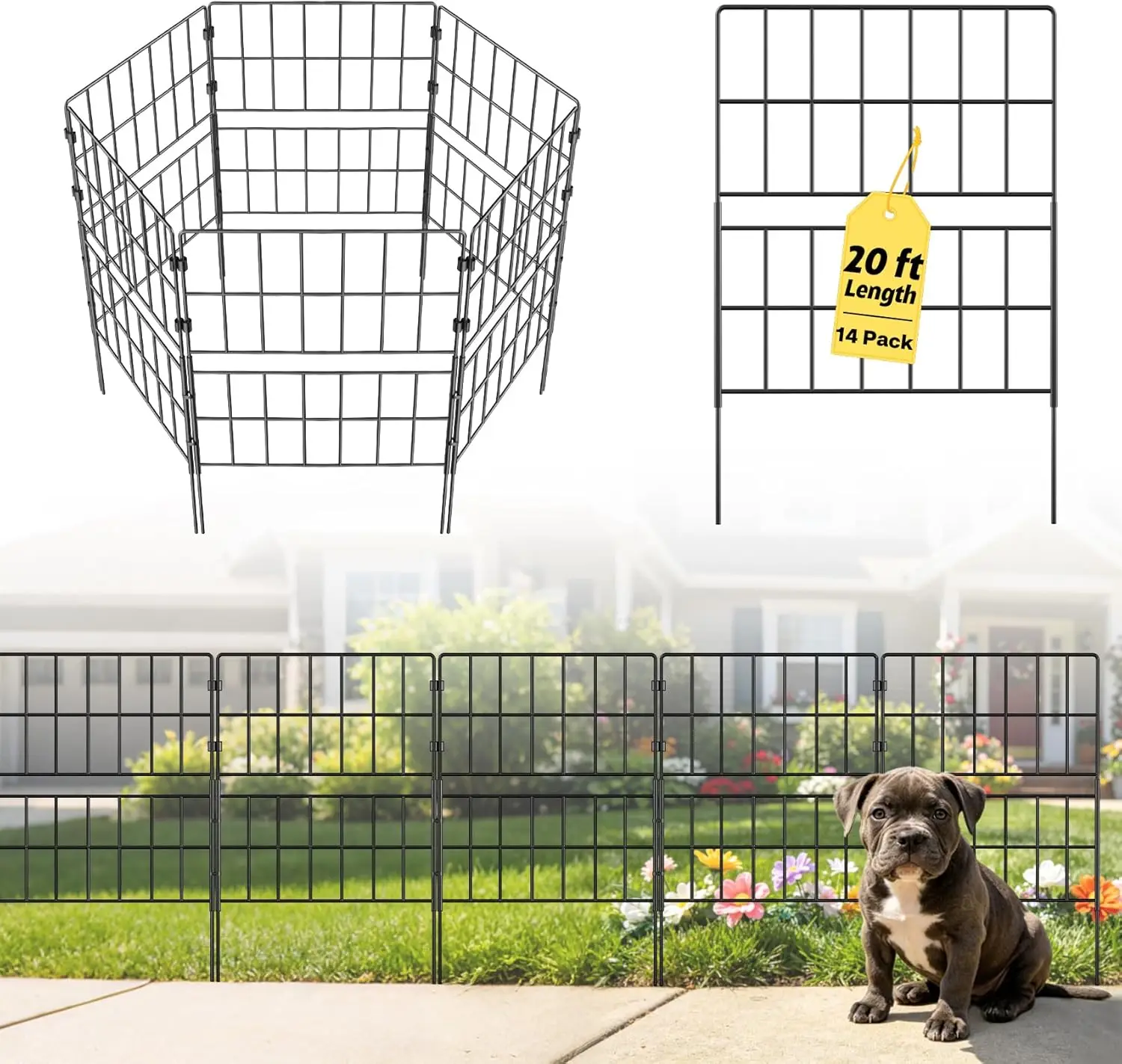 31.5in H x 20ft L Decorative Garden Fence 14 Pack Metal Wire Border No Dig Animal Barrier for Dog Flower Edging Yard Patio
31.5in H x 20ft L Decorative Garden Fence 14 Pack Metal Wire Border No Dig Animal Barrier for Dog Flower Edging Yard Patio