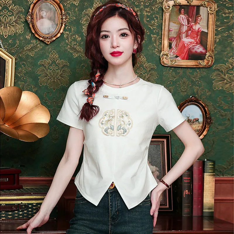 2026 Summer Short Sleeve Blouse Women Fashion Embroidery O-Neck White Women Blouse Shirt Tops Blusas Mujer De Moda Verano H591
2026 Summer Short Sleeve Blouse Women Fashion Embroidery O-Neck White Women Blouse Shirt Tops Blusas Mujer De Moda Verano H591