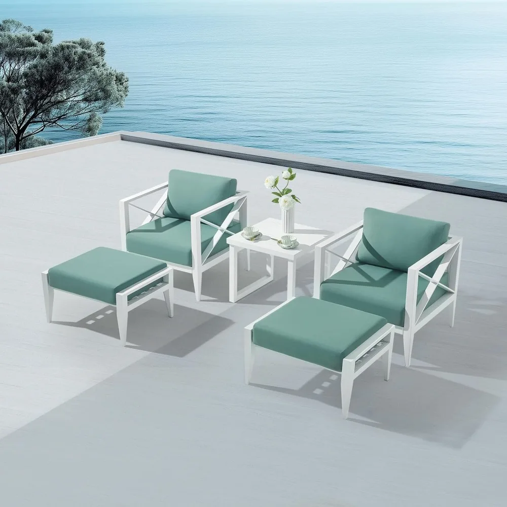 Outdoor Aluminum Patio Furniture Set, 2-Seats Patio Conversation Sofa Set with 1 Coffee Table and 2 Ottomans, All Weather
Outdoor Aluminum Patio Furniture Set, 2-Seats Patio Conversation Sofa Set with 1 Coffee Table and 2 Ottomans, All Weather