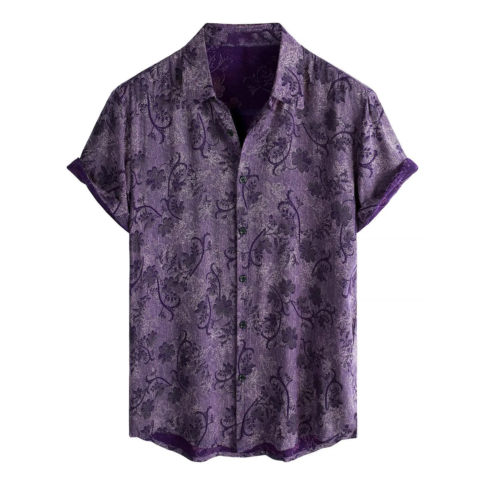 3D Digital Printed Men's Short Sleeved Shirt - Retro Flower Pattern 2