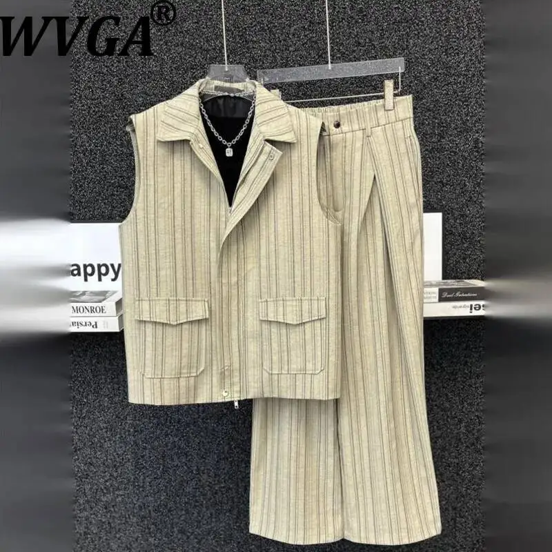 WVGA Spring Summer New Men's Elegant Striped Trendy Turn-Down Collar Vest Niche Casual Straight Pants Two Pieces Sets Ins W24448
WVGA Spring Summer New Men's Elegant Striped Trendy Turn-Down Collar Vest Niche Casual Straight Pants Two Pieces Sets Ins W24448