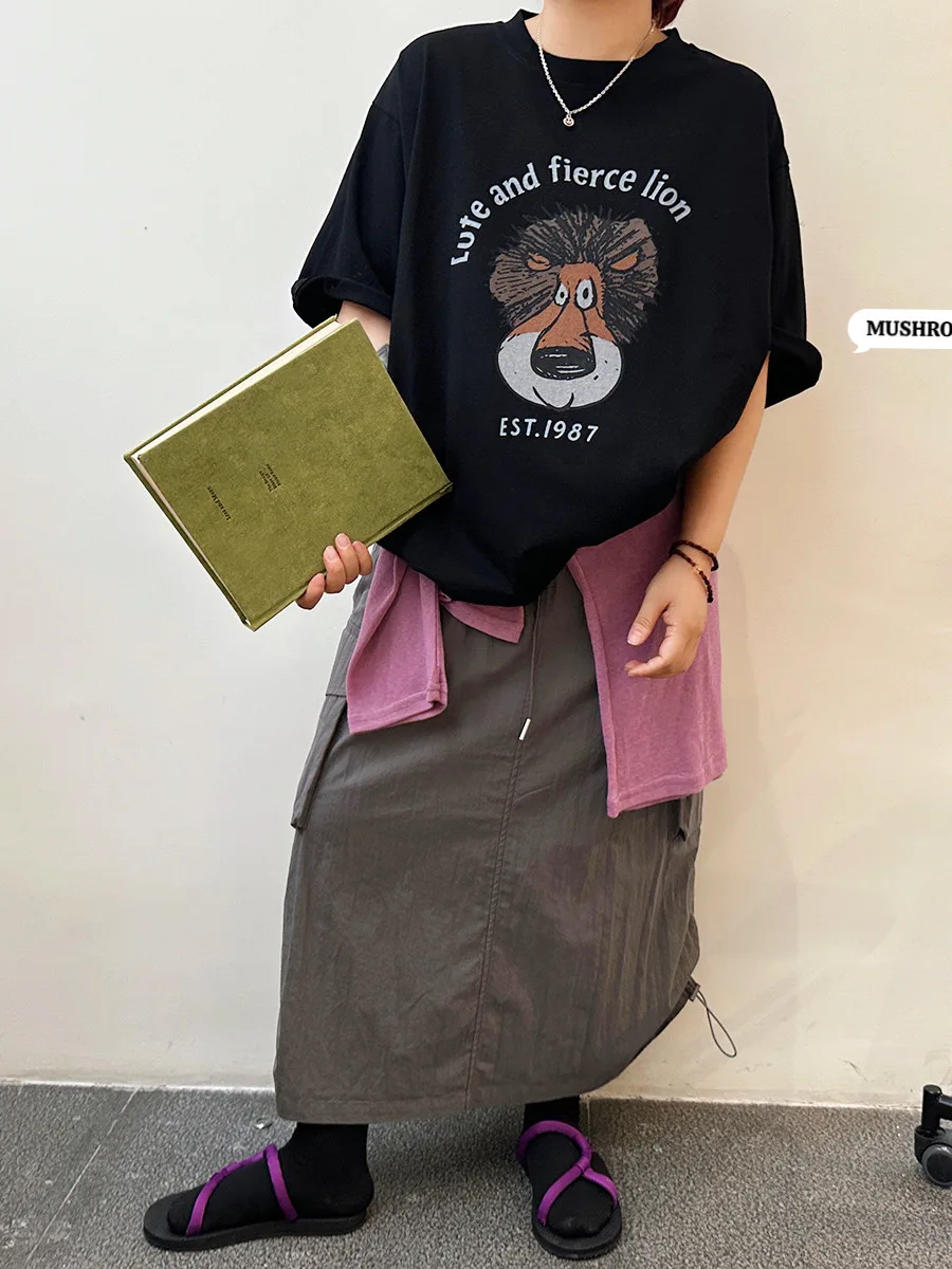 Mushroom Head Miss 2026 New Retro Casual Fashion Cartoon Lion round Neck Short Sleeve T-Shirt Women's Loose Fit Summer Cotton
Mushroom Head Miss 2026 New Retro Casual Fashion Cartoon Lion round Neck Short Sleeve T-Shirt Women's Loose Fit Summer Cotton