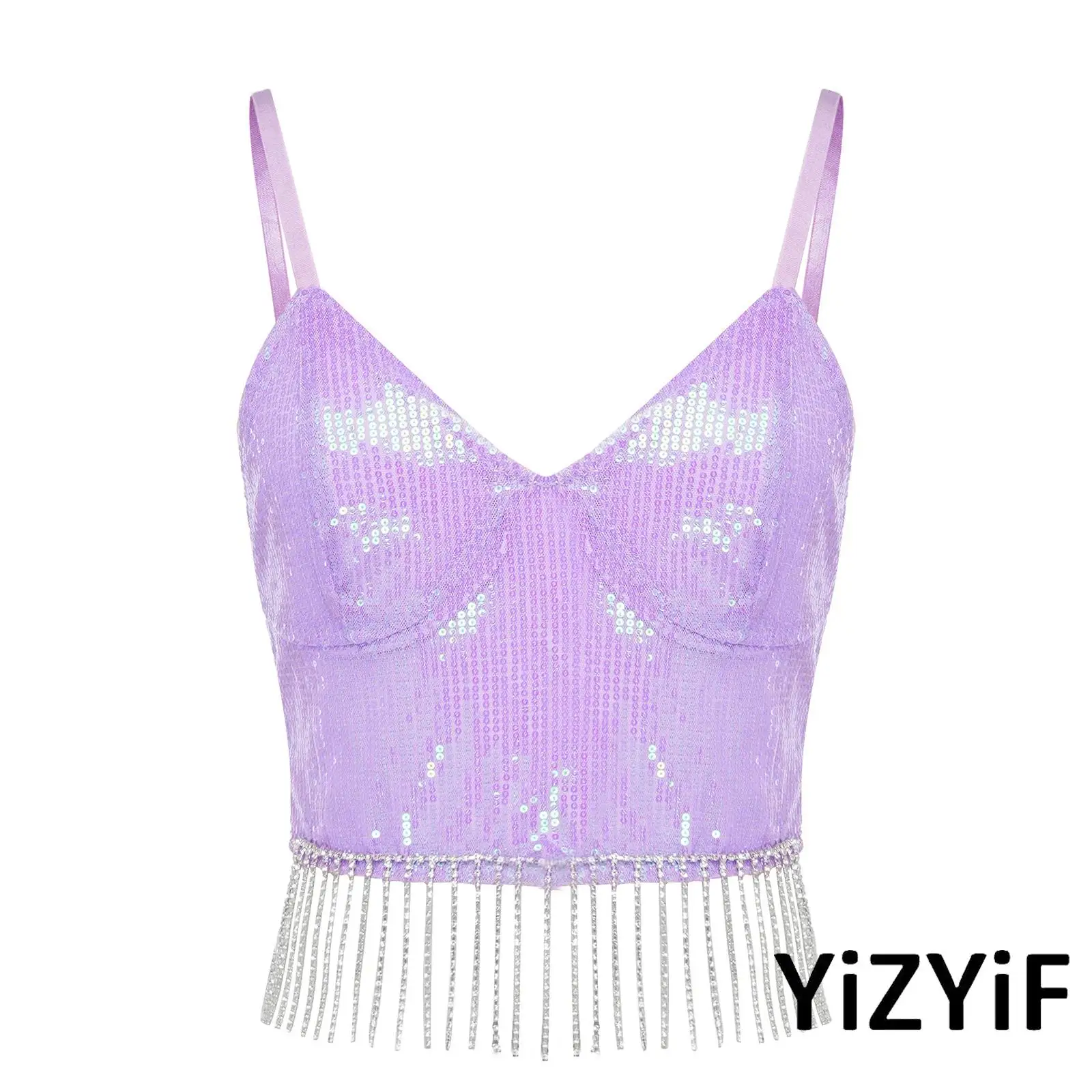 Womens Club Vest Sequin Cropped Camisole Top Rhinestone Tassel V Neck Adjustable Straps Back Zipper Smooth Lining Tank Top
Womens Club Vest Sequin Cropped Camisole Top Rhinestone Tassel V Neck Adjustable Straps Back Zipper Smooth Lining Tank Top