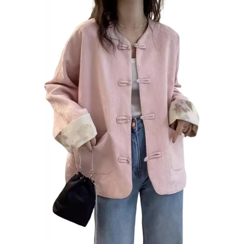 Chinese button up suit, retro embroidered style top, women's temperament spring and autumn standing collar jacket
Chinese button up suit, retro embroidered style top, women's temperament spring and autumn standing collar jacket