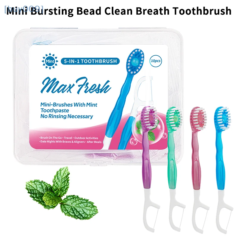 10pcs/Box Portable 5-In-1 Toothbrush Dental Floss Toothpick For Oral Cleaning Disposable Toothbrush For Adults On Business Trips
10pcs/Box Portable 5-In-1 Toothbrush Dental Floss Toothpick For Oral Cleaning Disposable Toothbrush For Adults On Business Trips