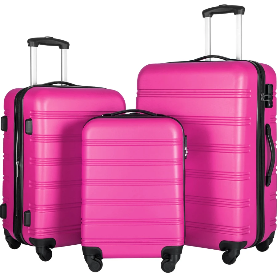 3 Piece Luggage Set for Travel: Hardside Spinner Suitcases in Black, Lightweight Polycarbonate with TSA Lock, 20 24 28
3 Piece Luggage Set for Travel: Hardside Spinner Suitcases in Black, Lightweight Polycarbonate with TSA Lock, 20 24 28