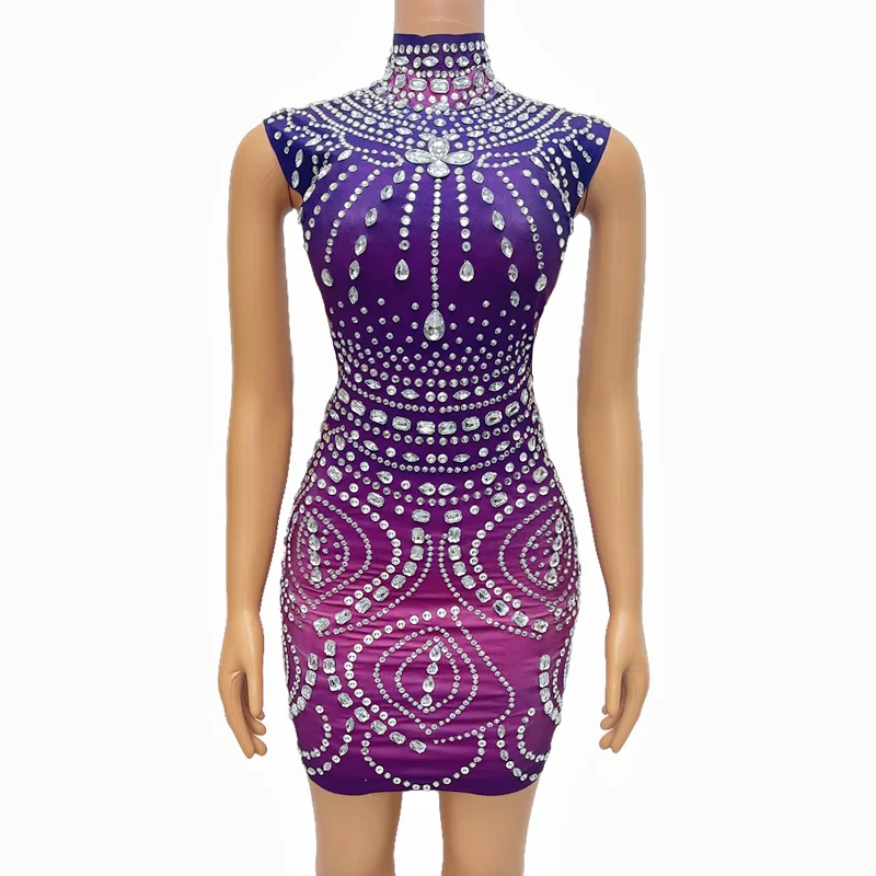 Silver Rhinestones Purple Sleeveless Dance Dress Women Dancer Bar Show Stretch Outfit Birthday Celebrate Sexy Costume
Silver Rhinestones Purple Sleeveless Dance Dress Women Dancer Bar Show Stretch Outfit Birthday Celebrate Sexy Costume