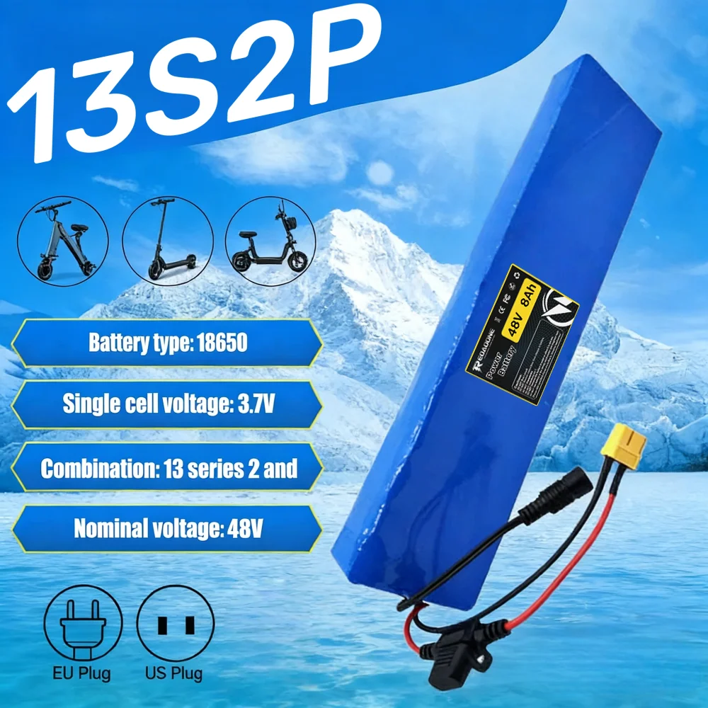 13S2P 48V 8000mAh 18650 Lithium Battery Pack ,rechargeable li-ion battery pack for Vehicle Motorcycle DIY Kit ,with 15A BMS .
13S2P 48V 8000mAh 18650 Lithium Battery Pack ,rechargeable li-ion battery pack for Vehicle Motorcycle DIY Kit ,with 15A BMS .