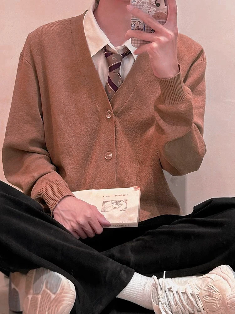 Autumn Winter Open Cardigan Sweater Long Sleeve Boys DK Uniform Versatile College Style Pure Color Brown Knitted Outerwear Sc...
Autumn Winter Open Cardigan Sweater Long Sleeve Boys DK Uniform Versatile College Style Pure Color Brown Knitted Outerwear Sc...
