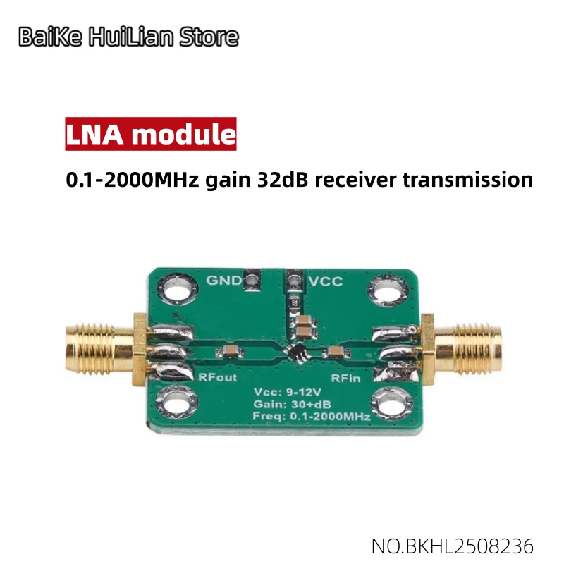 RF Broadband Amplifier Low Noise Amplifier LNA Module 0.1-2000MHz Gain 32dB Receiver Transmission
RF Broadband Amplifier Low Noise Amplifier LNA Module 0.1-2000MHz Gain 32dB Receiver Transmission