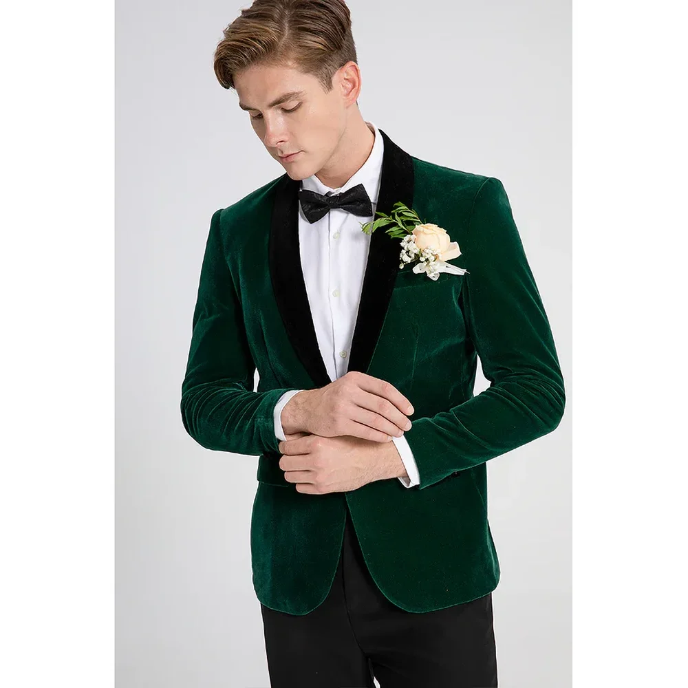 Green Velvet Men Suits Two Piece High-end Shawl Lapel One Button Banquet Party Suit Slim Groom Wedding Tuxedo (Blazer+Pants)
Green Velvet Men Suits Two Piece High-end Shawl Lapel One Button Banquet Party Suit Slim Groom Wedding Tuxedo (Blazer+Pants)