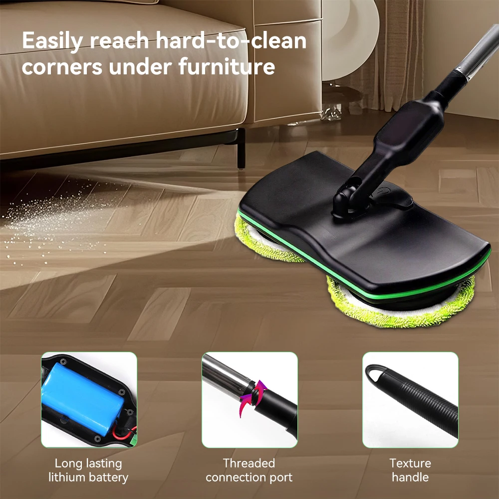 Electric Mop Handheld Rotating with Footswitch Absorbs Water Sweeps Waxes Cleans Hardwood Tile Reaches Furniture Corners
Electric Mop Handheld Rotating with Footswitch Absorbs Water Sweeps Waxes Cleans Hardwood Tile Reaches Furniture Corners