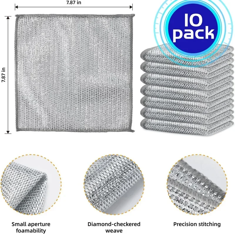 Rags for Kitchen Scrubber Wire Dishcloth Thickened Double-sided Metal Steel Cleaning Towel Pot Dish Washing Cloths Scouring Pads
Rags for Kitchen Scrubber Wire Dishcloth Thickened Double-sided Metal Steel Cleaning Towel Pot Dish Washing Cloths Scouring Pads