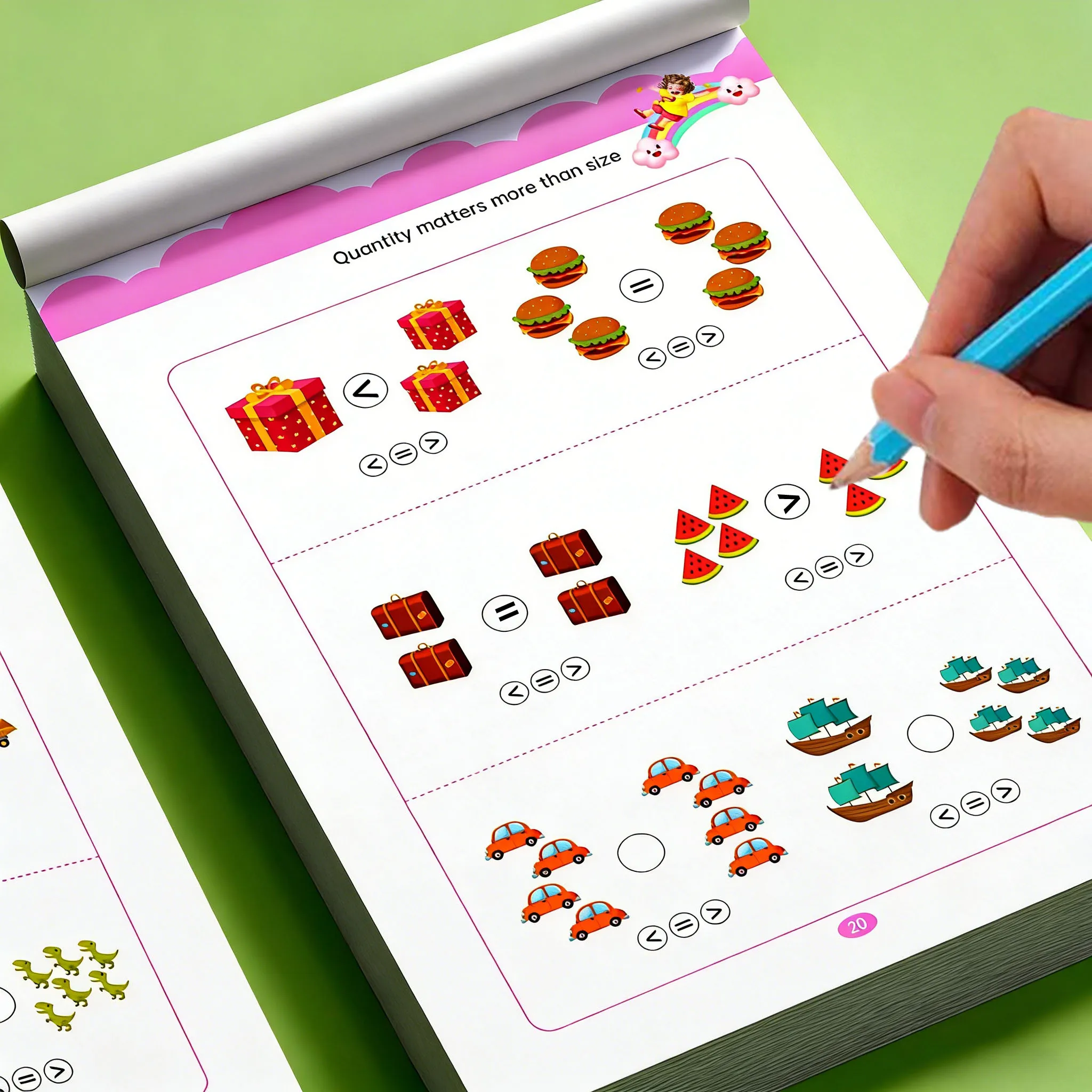 32 Pages Number Comparison Math Workbook ,Preschool Number & Quantity Comparison Activity Book for Kids
32 Pages Number Comparison Math Workbook ,Preschool Number & Quantity Comparison Activity Book for Kids