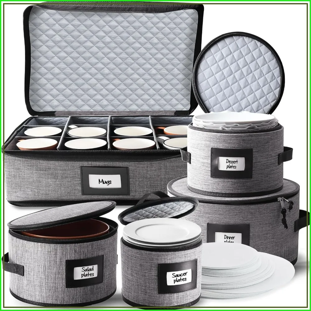5-Piece Quilted Dish Storage Containers for Moving, Grey - Protect Plates, Mugs & Cups
5-Piece Quilted Dish Storage Containers for Moving, Grey - Protect Plates, Mugs & Cups