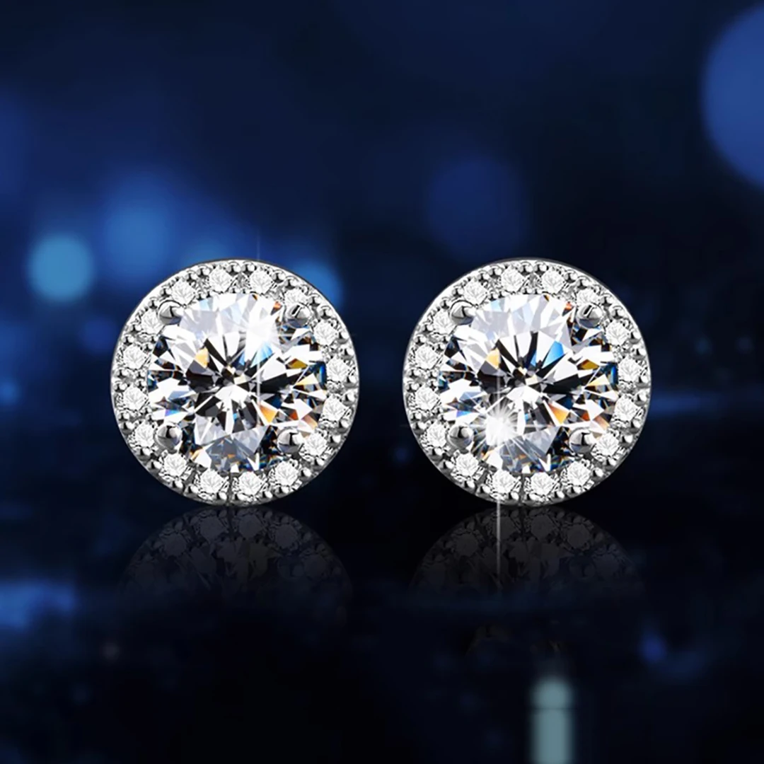 S925 Pure Silver Round Moissanite Earrings for Women, Stylish Charming Ear Jewelry
S925 Pure Silver Round Moissanite Earrings for Women, Stylish Charming Ear Jewelry