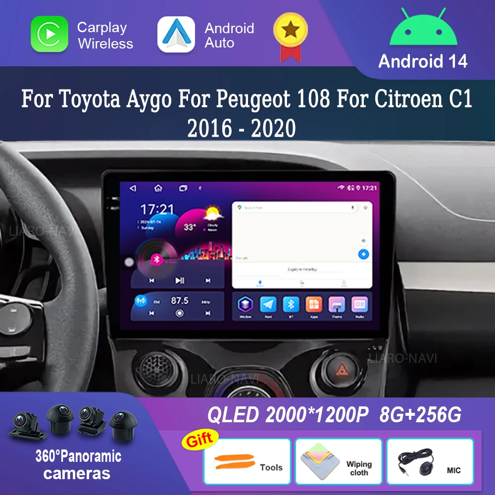 Автомобильный аудио мультимедийный плеер GPS Android 14 для Toyota Aygo для Peugeot 108 для Citroen C1 2016-2020 HD-экран BT головное устройство 4G
Автомобильный аудио мультимедийный плеер GPS Android 14 для Toyota Aygo для Peugeot 108 для Citroen C1 2016-2020 HD-экран BT головное устройство 4G