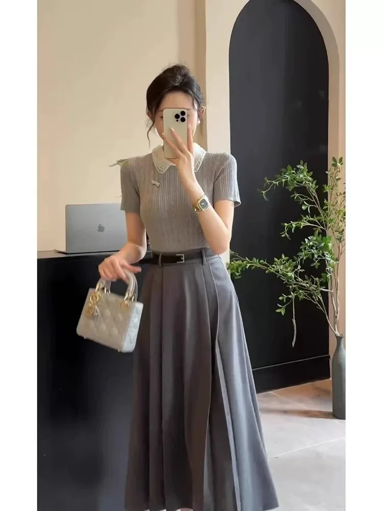 New Summer 2025 Tea System Casual Short Sleeve Two-Piece Set Women's Skirt Fashion Ensemble Polyester Fiber Neck
New Summer 2025 Tea System Casual Short Sleeve Two-Piece Set Women's Skirt Fashion Ensemble Polyester Fiber Neck