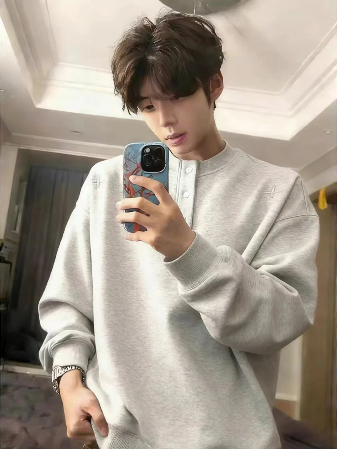 Spring Cleanfit Long Sve Henry Collar Hoodl Sweatirt Mens ey Floral Embroidery Comfortable Cotton T-irt for Casua...
Spring Cleanfit Long Sve Henry Collar Hoodl Sweatirt Mens ey Floral Embroidery Comfortable Cotton T-irt for Casua...