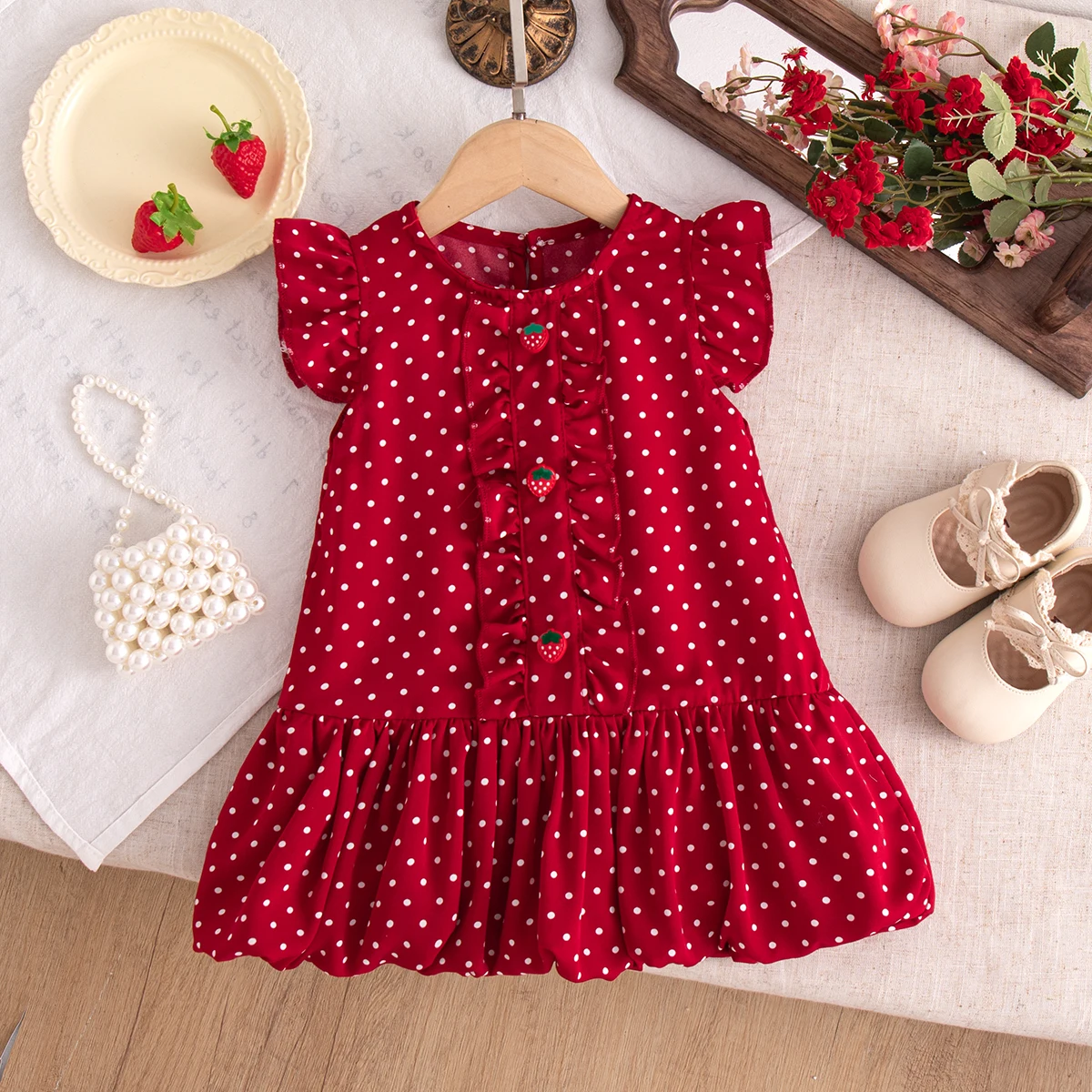 Baby Dress Summer Polka-Dot Cartoon Girls Dress With Flutter Sleeves Cute Beach Kids Dress Baby Girl Clothing
Baby Dress Summer Polka-Dot Cartoon Girls Dress With Flutter Sleeves Cute Beach Kids Dress Baby Girl Clothing