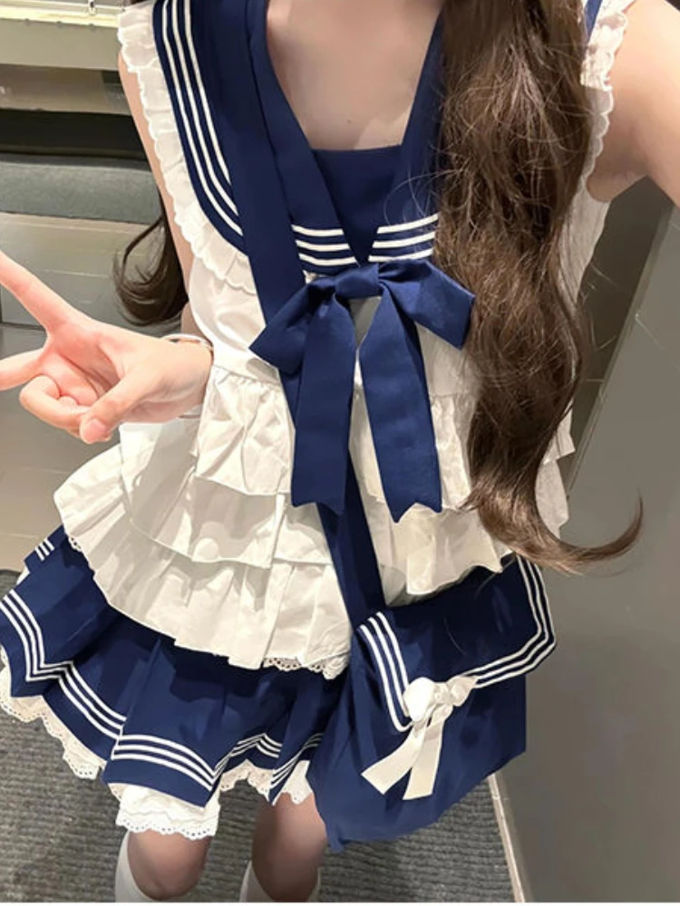 2025 Spring Preppy Style Sweet Elegant 2 Piece Sets Women Sailor Collar Y2k Design Mini Skirt Suits Female Bow Lace Chic Outfits
2025 Spring Preppy Style Sweet Elegant 2 Piece Sets Women Sailor Collar Y2k Design Mini Skirt Suits Female Bow Lace Chic Outfits