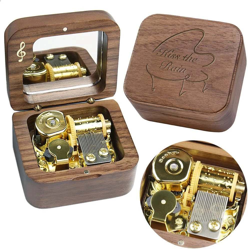 SOFTALK Kiss the rain Solid wood walnut can pause music box Birthday, Christmas, Valentine's Day gifts
SOFTALK Kiss the rain Solid wood walnut can pause music box Birthday, Christmas, Valentine's Day gifts