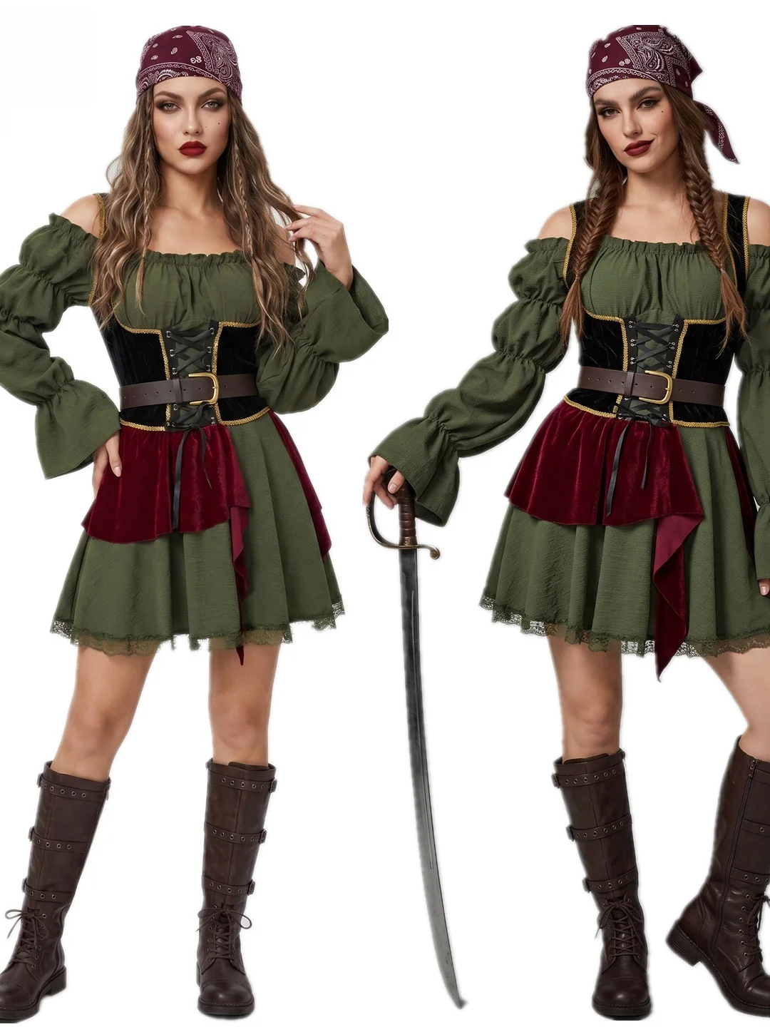 Green Retro Shoulder Bared Caribbean Pirate Costume Dress Women's Stage Performance Outfit Cosplay Traditional Chinese Ethnic...
Green Retro Shoulder Bared Caribbean Pirate Costume Dress Women's Stage Performance Outfit Cosplay Traditional Chinese Ethnic...