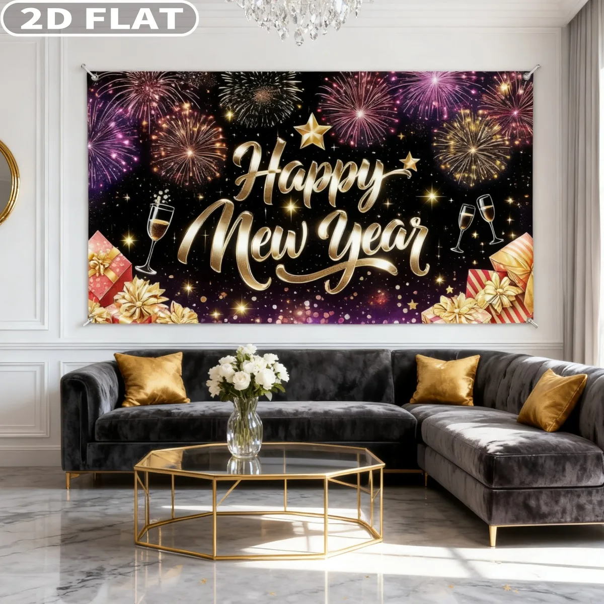 1pc Happy New Year 2026 Party Banner Backdrop Polyester Gold Black Gift Sparkling 71x43 Inches, for New Year's Eve Celebrations
1pc Happy New Year 2026 Party Banner Backdrop Polyester Gold Black Gift Sparkling 71x43 Inches, for New Year's Eve Celebrations
