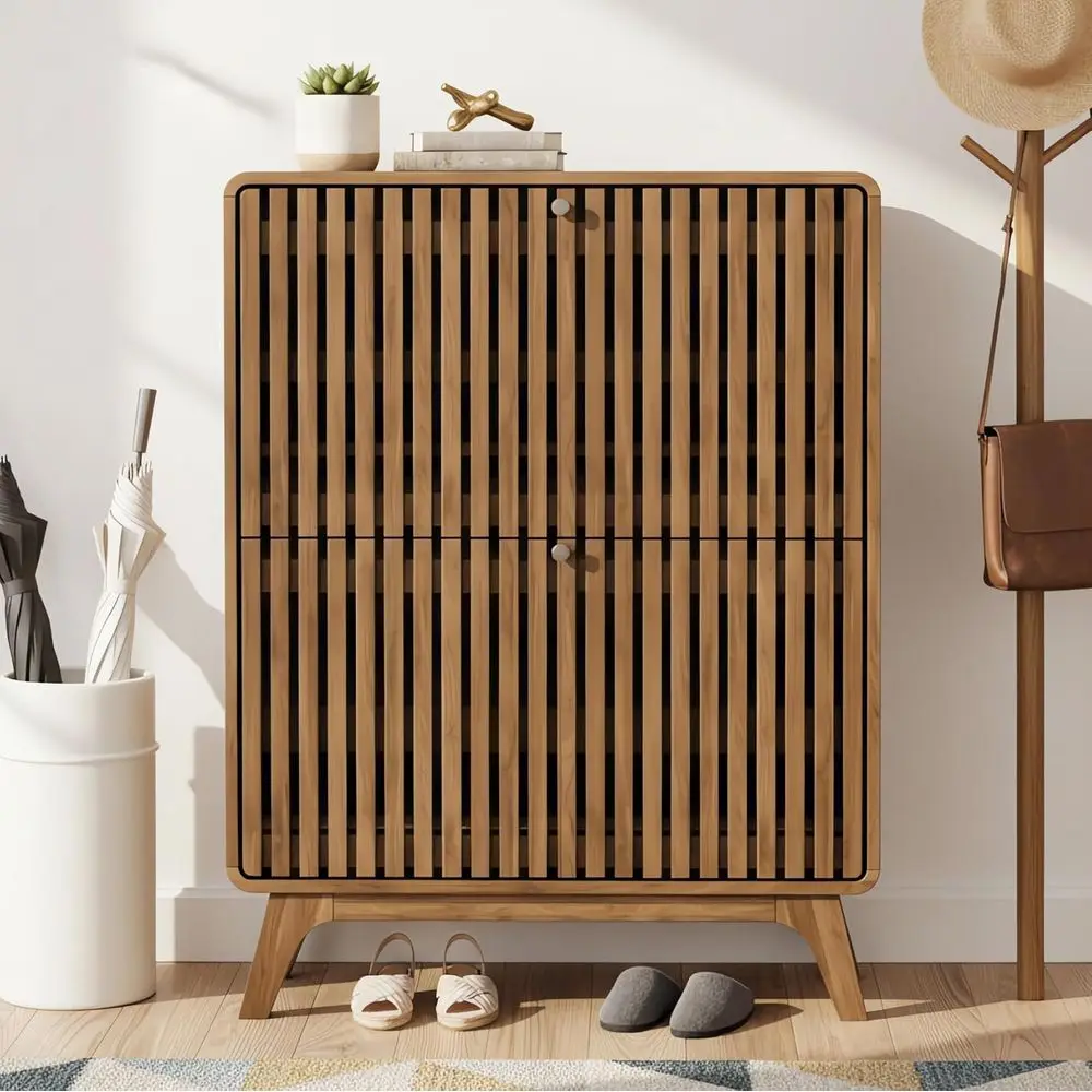Slim Bamboo Shoe Storage Cabinet for Entryway and Hallway, Walnut Finish
Slim Bamboo Shoe Storage Cabinet for Entryway and Hallway, Walnut Finish