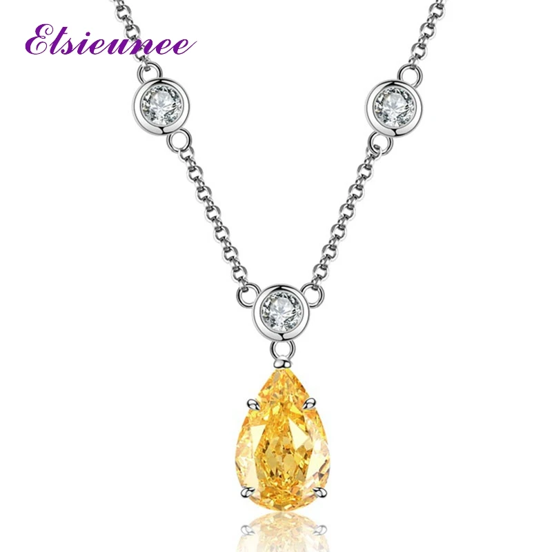 Pear Cut 925 Sterling Silver 4CT Citrine Sapphire High Carbon Diamond Charms Chain Necklace for Woman Wedding Party Fine Jewelry
Pear Cut 925 Sterling Silver 4CT Citrine Sapphire High Carbon Diamond Charms Chain Necklace for Woman Wedding Party Fine Jewelry