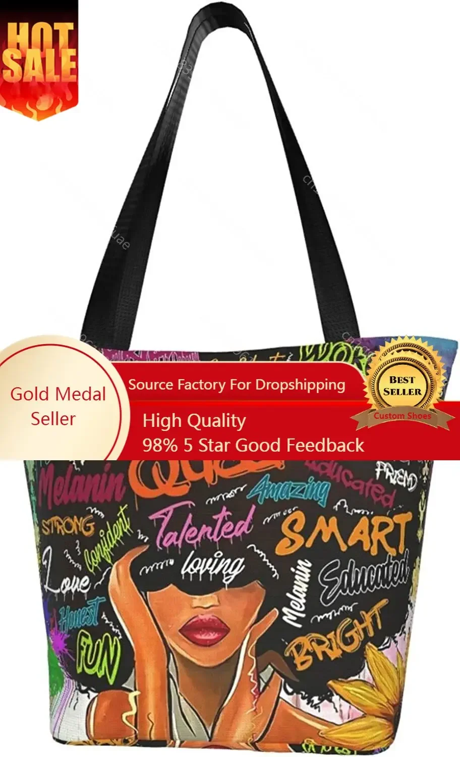 African American Woman Tote Bag Black Girl Shoulder Bag Afro Handbag Beach Bag for Adults Students School Office Shop Travel
African American Woman Tote Bag Black Girl Shoulder Bag Afro Handbag Beach Bag for Adults Students School Office Shop Travel