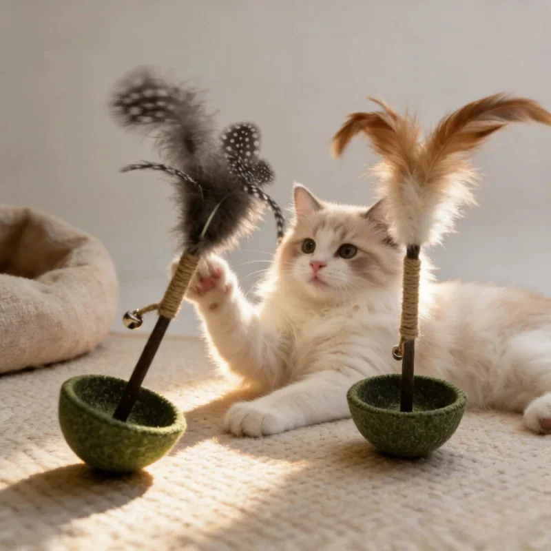 Catnip Tumbler Toy Natural Feather Interactive Rotating Teaser Wand Indoor Kitten Self Play Toy Boredom Relief Pet Entertainment
Catnip Tumbler Toy Natural Feather Interactive Rotating Teaser Wand Indoor Kitten Self Play Toy Boredom Relief Pet Entertainment
