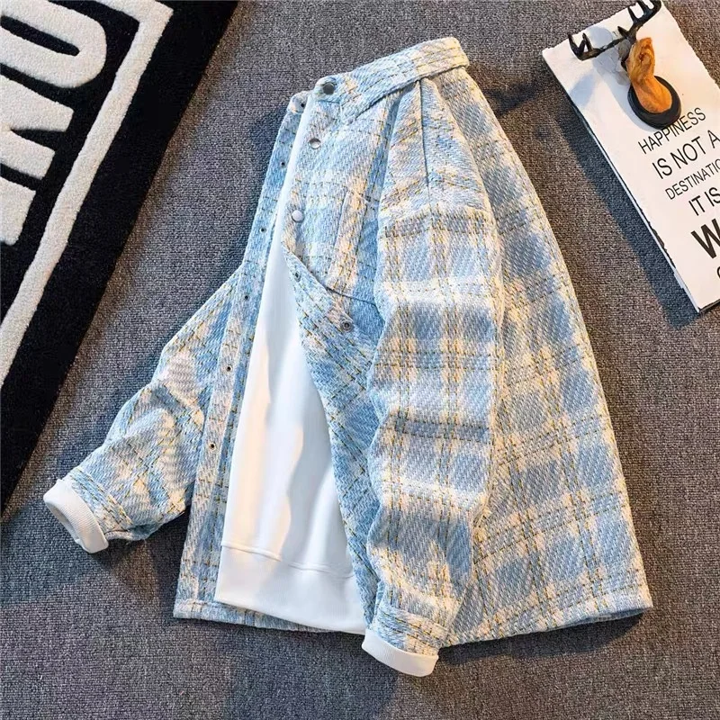 Men's ort Loose Casual Plaid Woolen Jaet Spring Autumn Faion Brand High-End Feelings irt Outerwear Youth ular Sle
Men's ort Loose Casual Plaid Woolen Jaet Spring Autumn Faion Brand High-End Feelings irt Outerwear Youth ular Sle