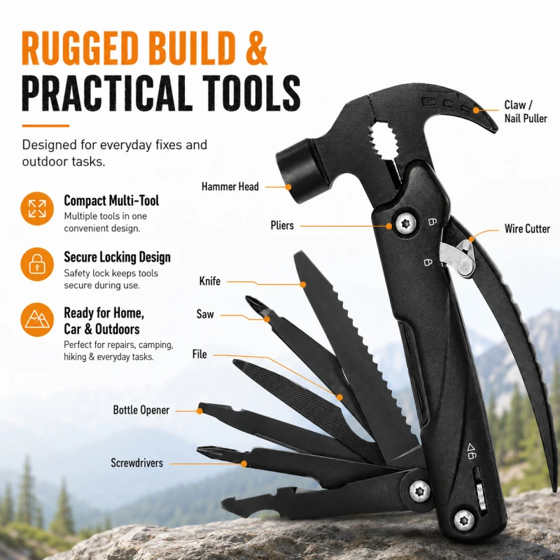 2 in 1 Car Hammer Window Breaker Multifunctional Outdoor Folding Tool Portable Emergency Escape Survival Kit
2 in 1 Car Hammer Window Breaker Multifunctional Outdoor Folding Tool Portable Emergency Escape Survival Kit