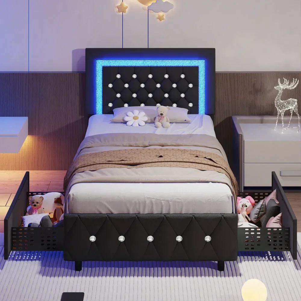 Кровать размера Full/Queen/King с ящиками для хранения, мягкая кровать с LED-подсветкой и изголовьем, современная кровать-платформа с изголовьем
Кровать размера Full/Queen/King с ящиками для хранения, мягкая кровать с LED-подсветкой и изголовьем, современная кровать-платформа с изголовьем