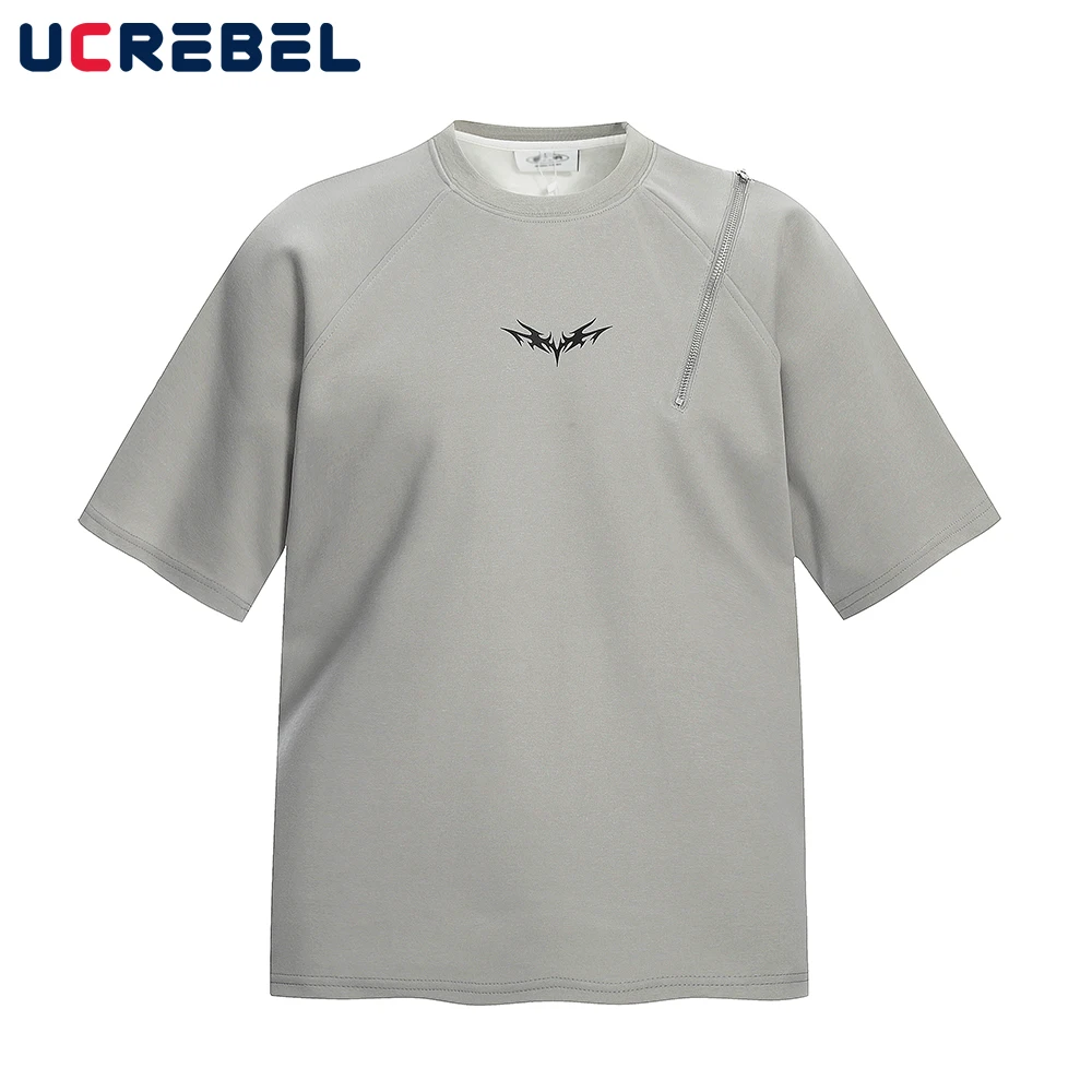 Zipper Decoration Short Sleeve T-shirt Mens Print Retro High Street Summer Half-Sleeve Loose Crew Neck Tee
Zipper Decoration Short Sleeve T-shirt Mens Print Retro High Street Summer Half-Sleeve Loose Crew Neck Tee