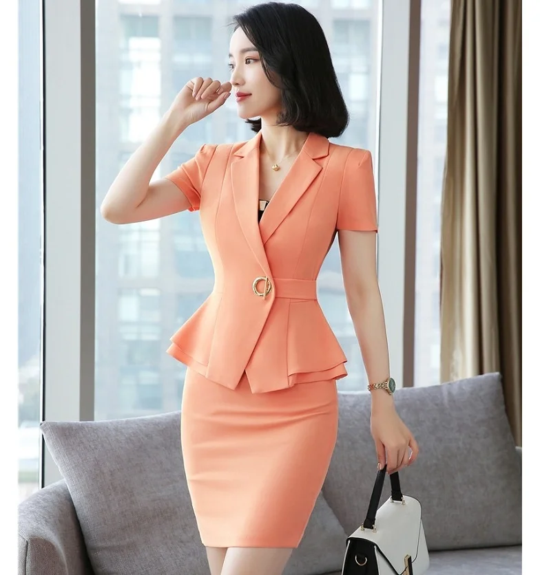 New 2023 Orange Pink Women 2 Pieces Set Blazer Business Suit Formal Office Suits Work Wear Uniforms Ladies Skirt And Jacket Sets
New 2023 Orange Pink Women 2 Pieces Set Blazer Business Suit Formal Office Suits Work Wear Uniforms Ladies Skirt And Jacket Sets
