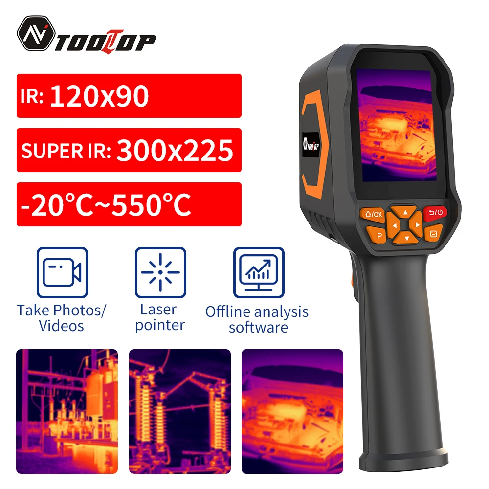 TOOLTOP ET693B ,Handheld Thermal Imaging Camera Super IR 300*225 Photos/Videos Taking 120*90 Sensor Electrical Maintenance Tools
TOOLTOP ET693B ,Handheld Thermal Imaging Camera Super IR 300*225 Photos/Videos Taking 120*90 Sensor Electrical Maintenance Tools