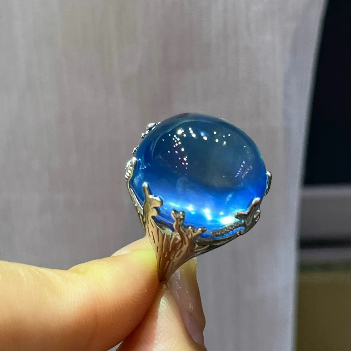 S925 Silver Bezel Set Natural Aquamarine Cabochon Ring, Unisex Ocean Gemstone Jewelry, Blue Crystal Band
S925 Silver Bezel Set Natural Aquamarine Cabochon Ring, Unisex Ocean Gemstone Jewelry, Blue Crystal Band