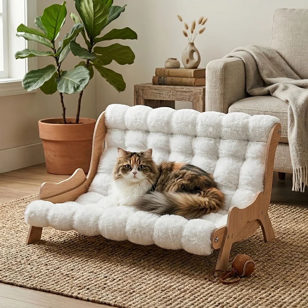 Cat Bed, Cat Sofa Bed, Wooden Cat Sofa, Elevated Cat Lounger, Pet Habitat-Suitable for Cats And Dogs. Dog Bed, Pet Furniture, Plush Pet Bed, Home Furnishings for Small to Medium-Large Pets. Decorative Art Piece; Features A Washable Plush Cushion JUYHGV
Cat Bed, Cat Sofa Bed, Wooden Cat Sofa, Elevated Cat Lounger, Pet Habitat-Suitable for Cats And Dogs. Dog Bed, Pet Furniture, Plush Pet Bed, Home Furnishings for Small to Medium-Large Pets. Decorative Art Piece; Features A Washable Plush Cushion JUYHGV