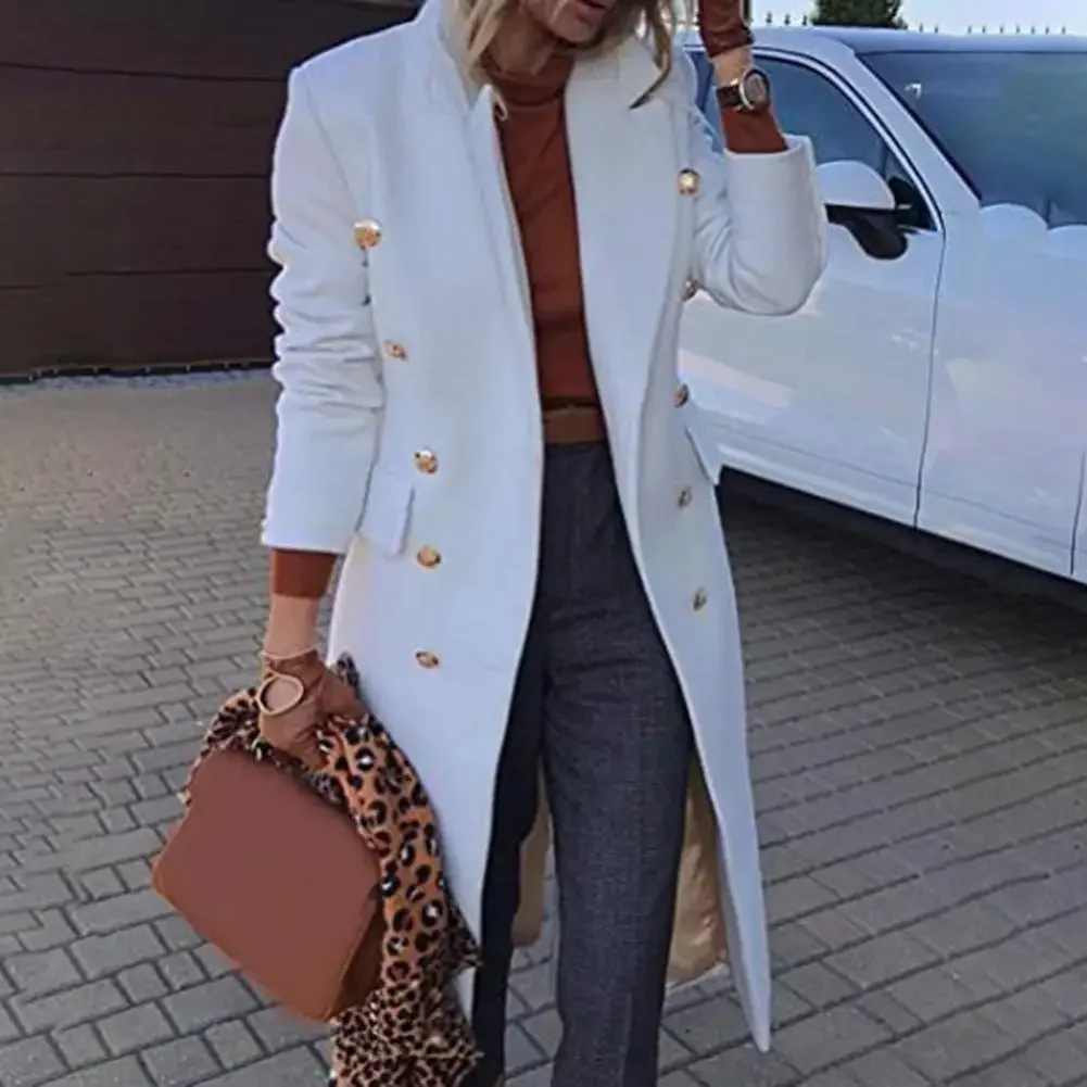 2025 Autumn Double Breasted Lapel Long Woolen Coats Elegant Slim Fit Pockets Long Sleeves Overcoat Ladies Street Outerwear
2025 Autumn Double Breasted Lapel Long Woolen Coats Elegant Slim Fit Pockets Long Sleeves Overcoat Ladies Street Outerwear